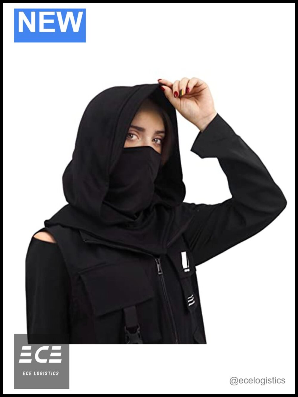 Cotton Hooded Scarf Hat with Mask Steampunk Neck Gaiter Cape for Cosplay
